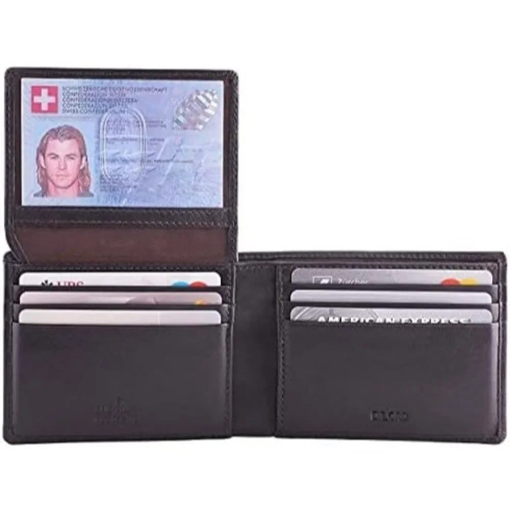 Men's Napa Espresso Brown Leather Bifold Wallet Card Top Slip Flip Pockets